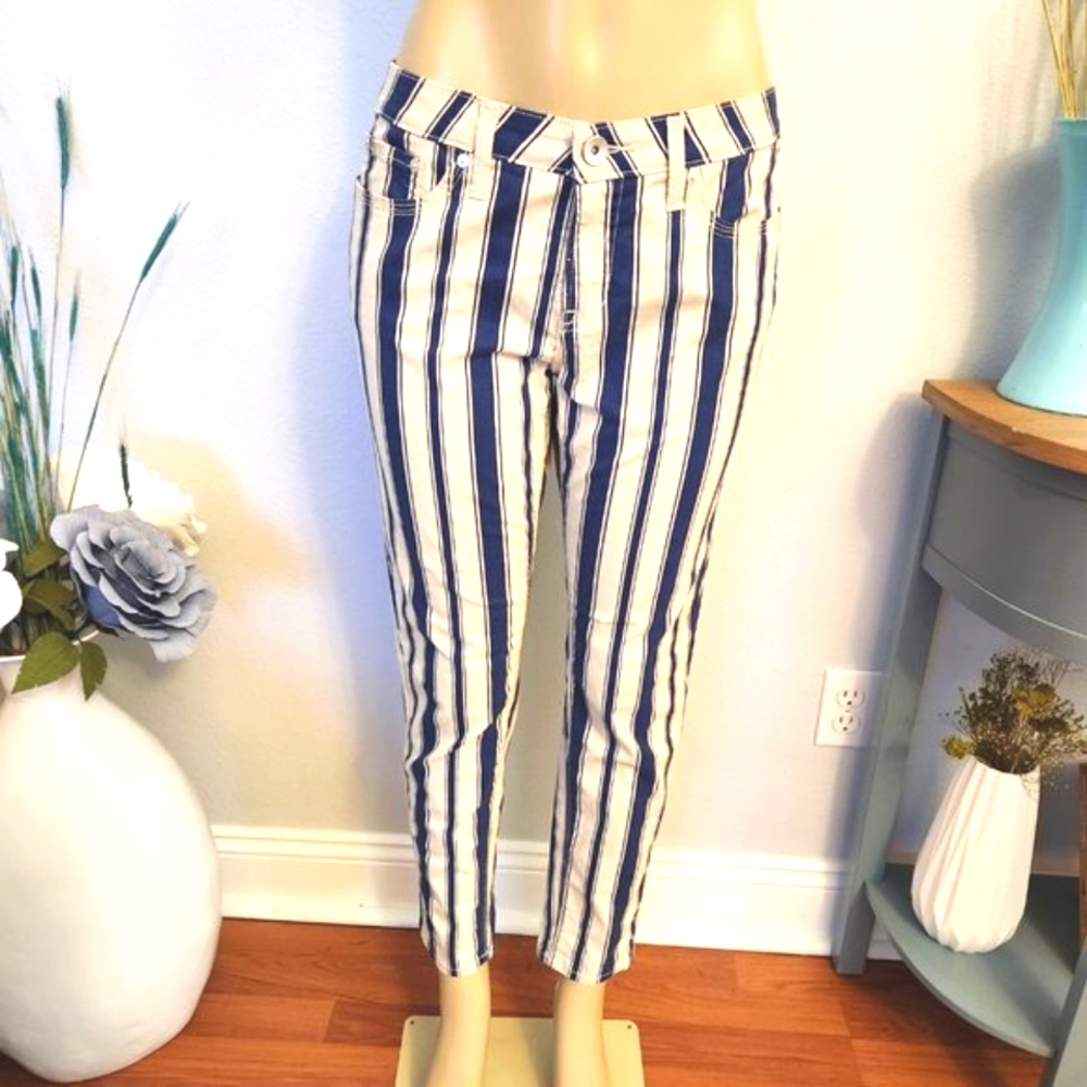 JCPenney Blue and White Striped Women Jeans